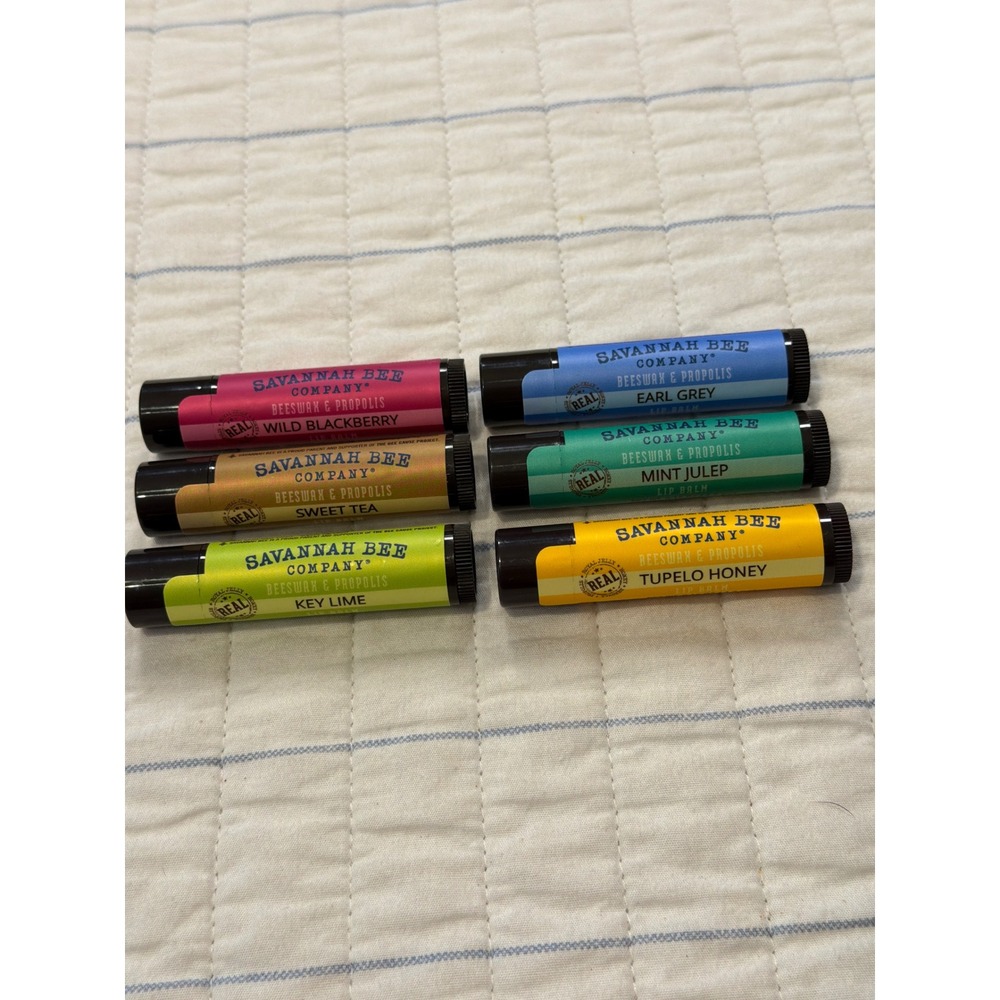 Savannah Bee Company Beeswax & Propolis Lip Balm Set 6 Flavors Tupelo Honey Lime